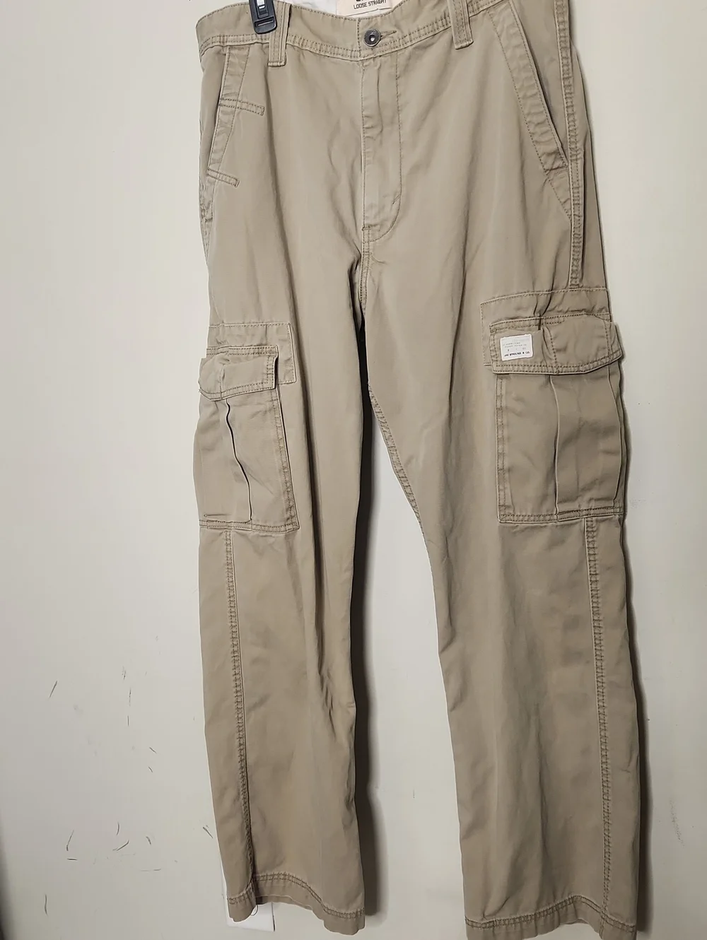 Men's Baggy Levis Cargo Loose Straight Y2K Pants - Khaki
